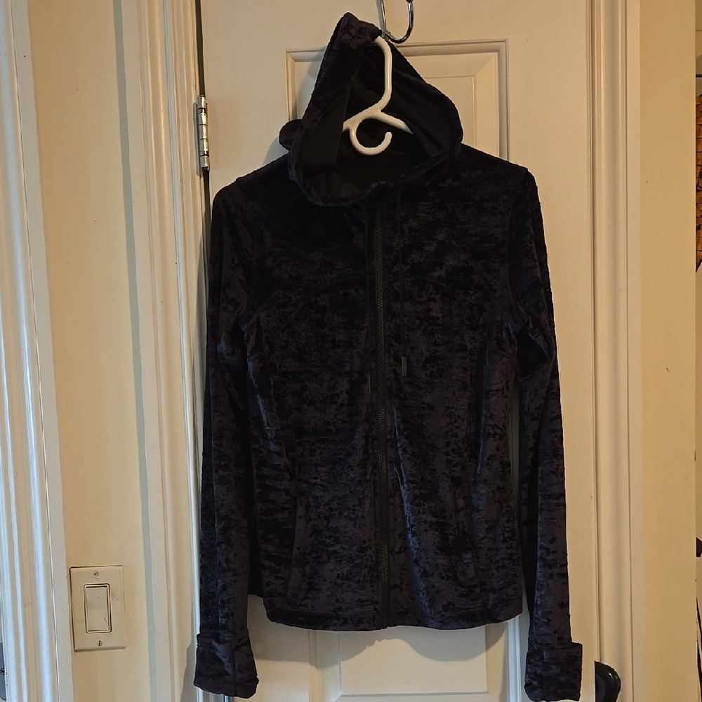 Lululemon Black Velvet crushed Hoodie Jacket